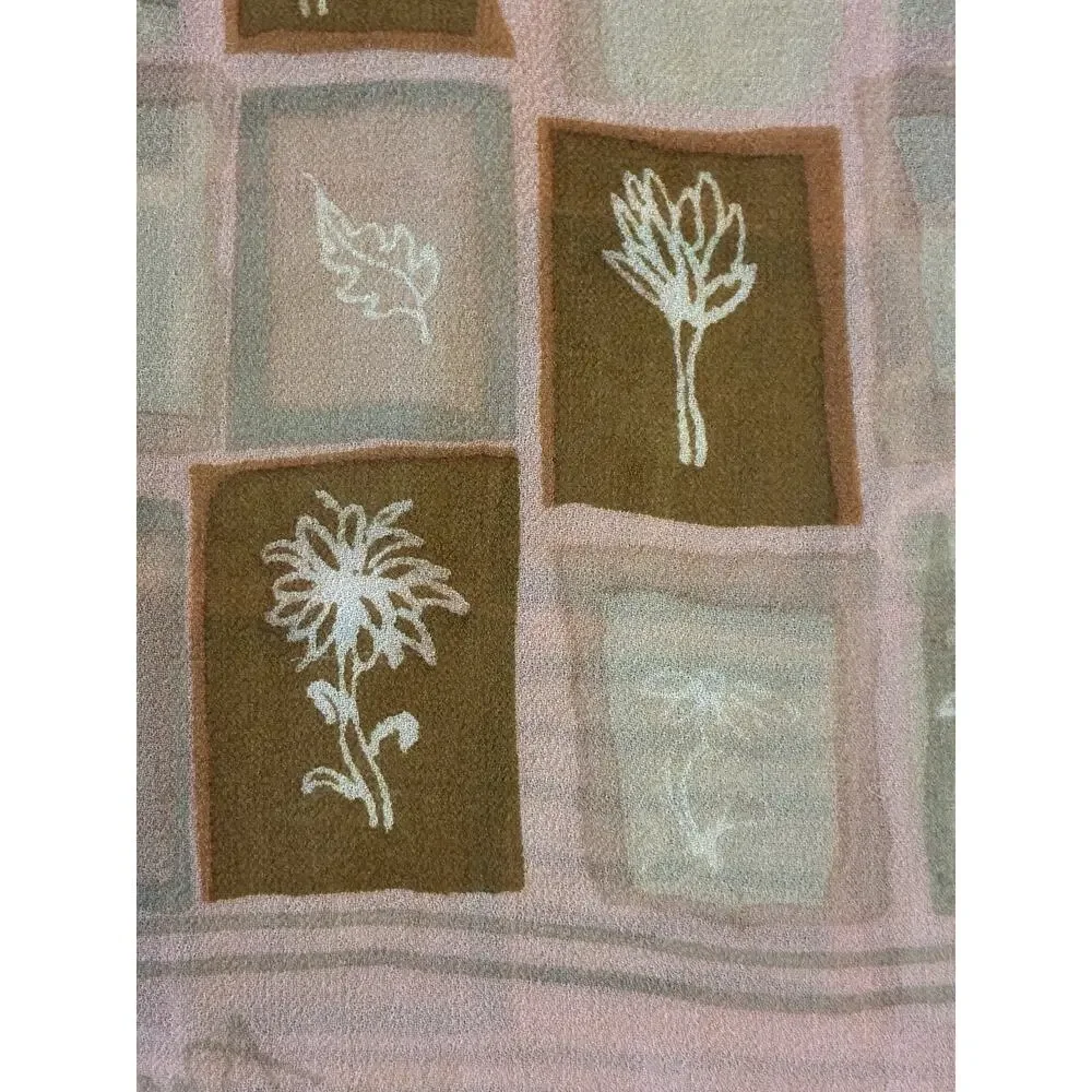 VTG Silk Chiffon Scarf Abstract Geometric Floral Designer Luxury Sheer Elegant